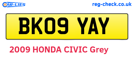 BK09YAY are the vehicle registration plates.