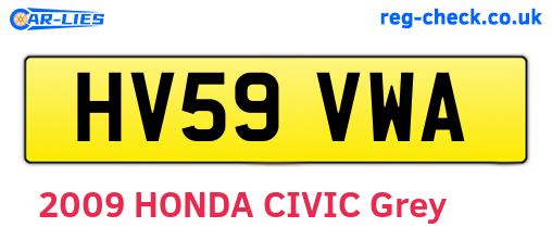 HV59VWA are the vehicle registration plates.