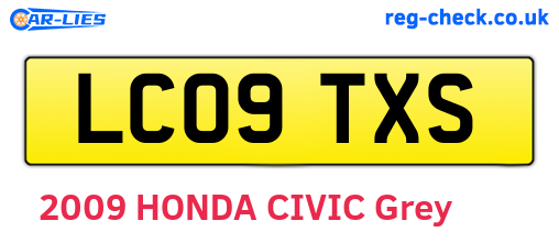 LC09TXS are the vehicle registration plates.