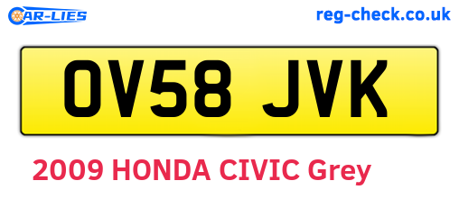 OV58JVK are the vehicle registration plates.
