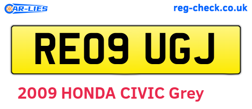 RE09UGJ are the vehicle registration plates.