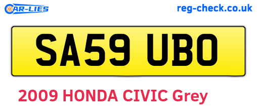 SA59UBO are the vehicle registration plates.