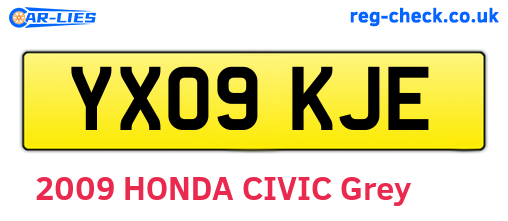 YX09KJE are the vehicle registration plates.
