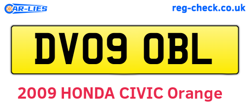 DV09OBL are the vehicle registration plates.
