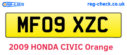 MF09XZC are the vehicle registration plates.