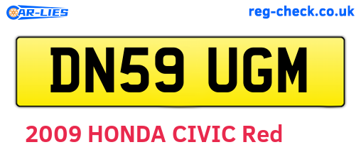 DN59UGM are the vehicle registration plates.