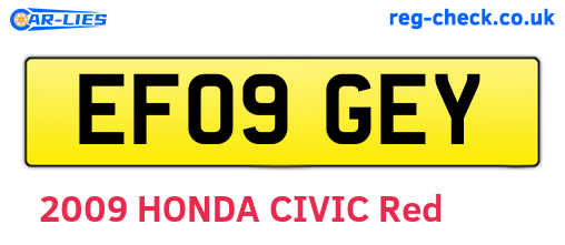 EF09GEY are the vehicle registration plates.