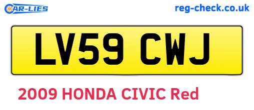 LV59CWJ are the vehicle registration plates.
