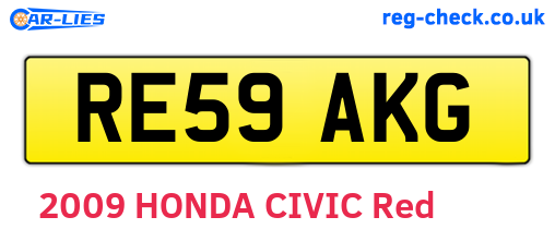 RE59AKG are the vehicle registration plates.