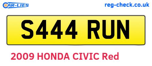 S444RUN are the vehicle registration plates.