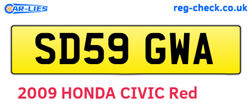 SD59GWA are the vehicle registration plates.