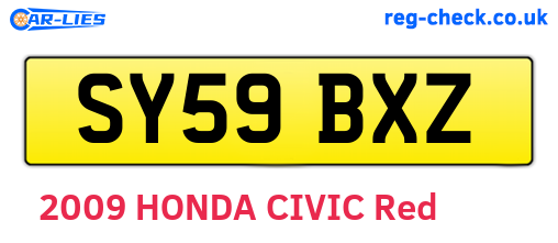 SY59BXZ are the vehicle registration plates.