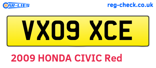 VX09XCE are the vehicle registration plates.