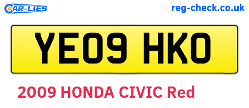 YE09HKO are the vehicle registration plates.