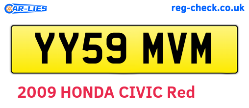 YY59MVM are the vehicle registration plates.