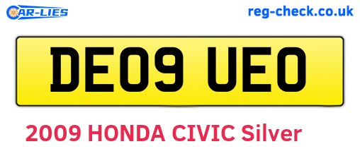 DE09UEO are the vehicle registration plates.