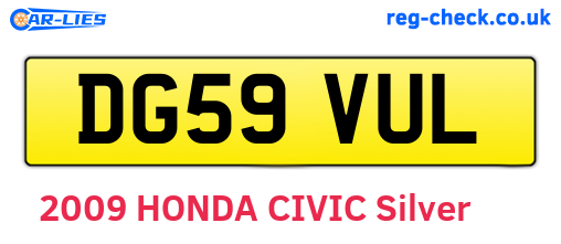 DG59VUL are the vehicle registration plates.