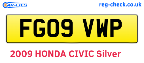 FG09VWP are the vehicle registration plates.