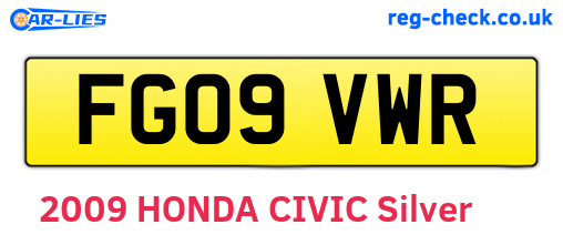FG09VWR are the vehicle registration plates.