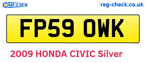 FP59OWK are the vehicle registration plates.