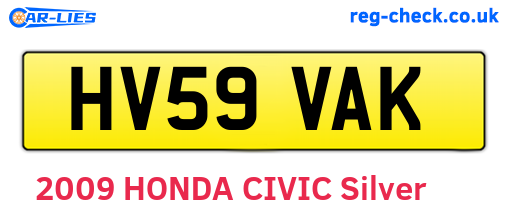 HV59VAK are the vehicle registration plates.