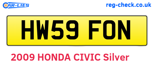 HW59FON are the vehicle registration plates.
