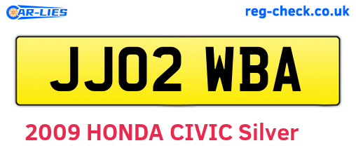 JJ02WBA are the vehicle registration plates.