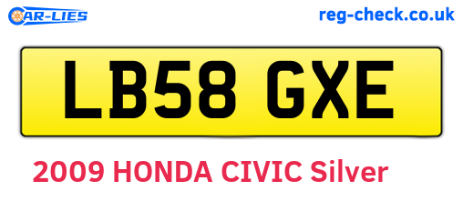 LB58GXE are the vehicle registration plates.