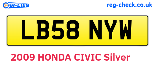 LB58NYW are the vehicle registration plates.