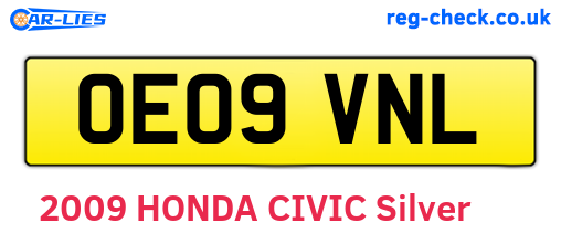 OE09VNL are the vehicle registration plates.