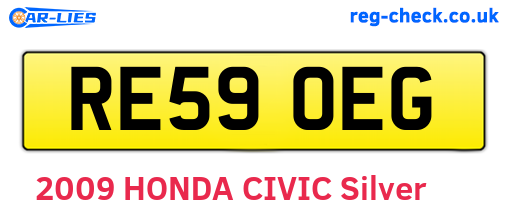 RE59OEG are the vehicle registration plates.