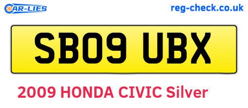 SB09UBX are the vehicle registration plates.