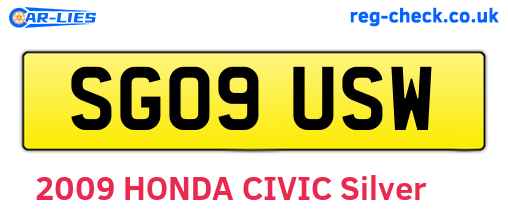 SG09USW are the vehicle registration plates.