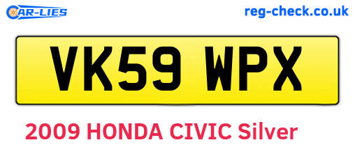 VK59WPX are the vehicle registration plates.