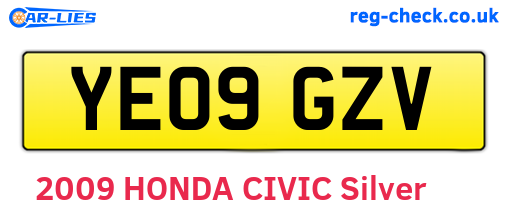 YE09GZV are the vehicle registration plates.