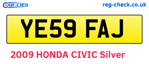 YE59FAJ are the vehicle registration plates.
