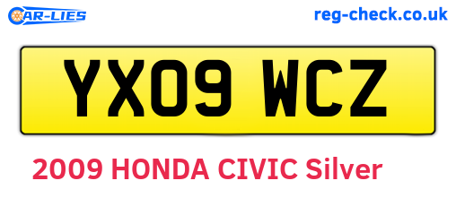 YX09WCZ are the vehicle registration plates.