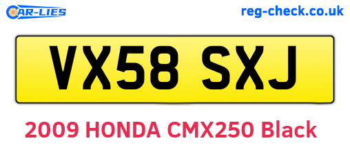 VX58SXJ are the vehicle registration plates.