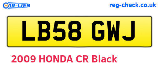 LB58GWJ are the vehicle registration plates.