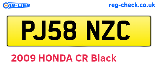PJ58NZC are the vehicle registration plates.