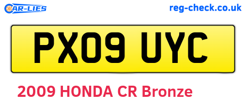 PX09UYC are the vehicle registration plates.