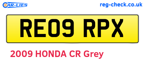 RE09RPX are the vehicle registration plates.