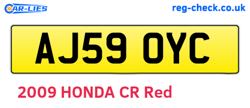 AJ59OYC are the vehicle registration plates.