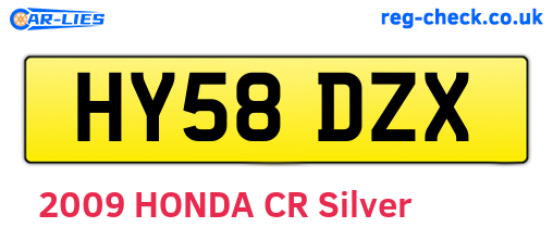 HY58DZX are the vehicle registration plates.
