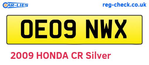 OE09NWX are the vehicle registration plates.