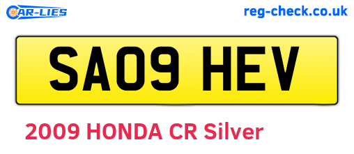 SA09HEV are the vehicle registration plates.