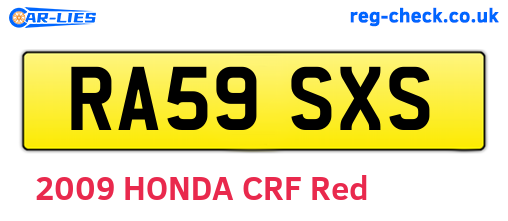 RA59SXS are the vehicle registration plates.