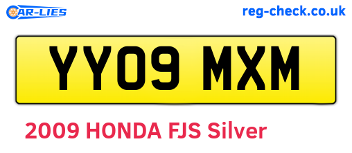 YY09MXM are the vehicle registration plates.
