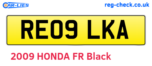 RE09LKA are the vehicle registration plates.
