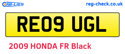 RE09UGL are the vehicle registration plates.